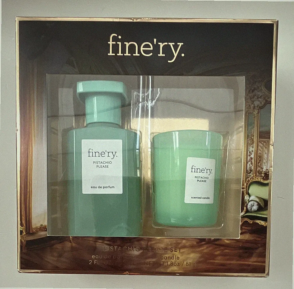 fine'ry. Pistachio Please Eau de Parfum Spray 60 ml Set mit Duftkerze