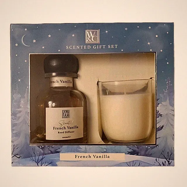 Französische Vanille Duft Geschenkset | Schilf Diffuser und Kerze Raumduft Paket