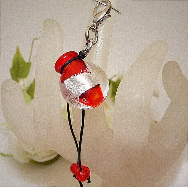 GESCHENK Lampwork Wechselanhänger offen Rot Parfum - Duft individuell 322b