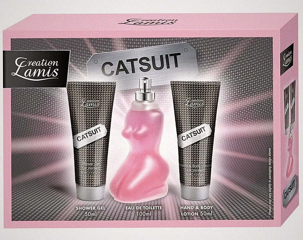 Geschenkset - Catsuit für Frauen - Parfüm + Bodylotion & Duschgel - Neu/Ovp