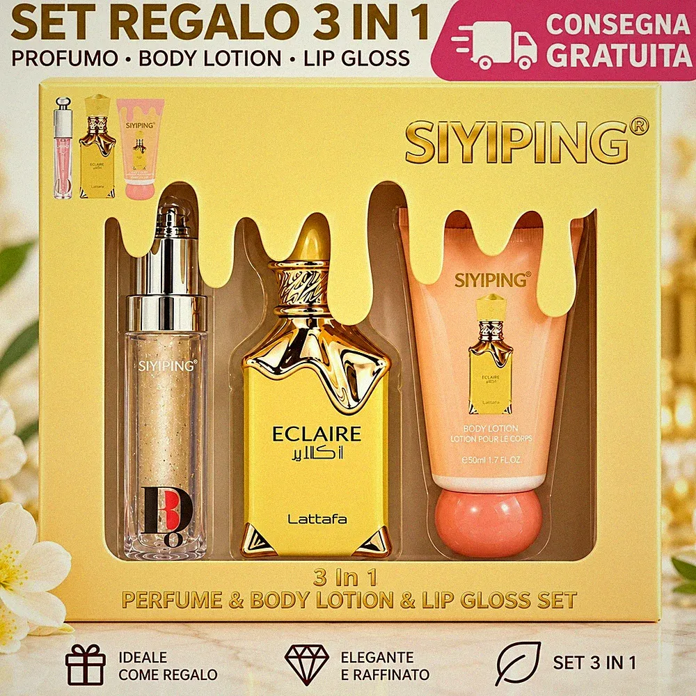 Geschenkset Damen Parfüm Arabisch Dose 3 in 1 Body Lotion Lipgloss Geschenkset