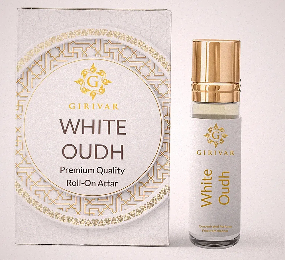 Girivar Weiß Oudh Attar Roll-On Langhaltend Duft 10ml