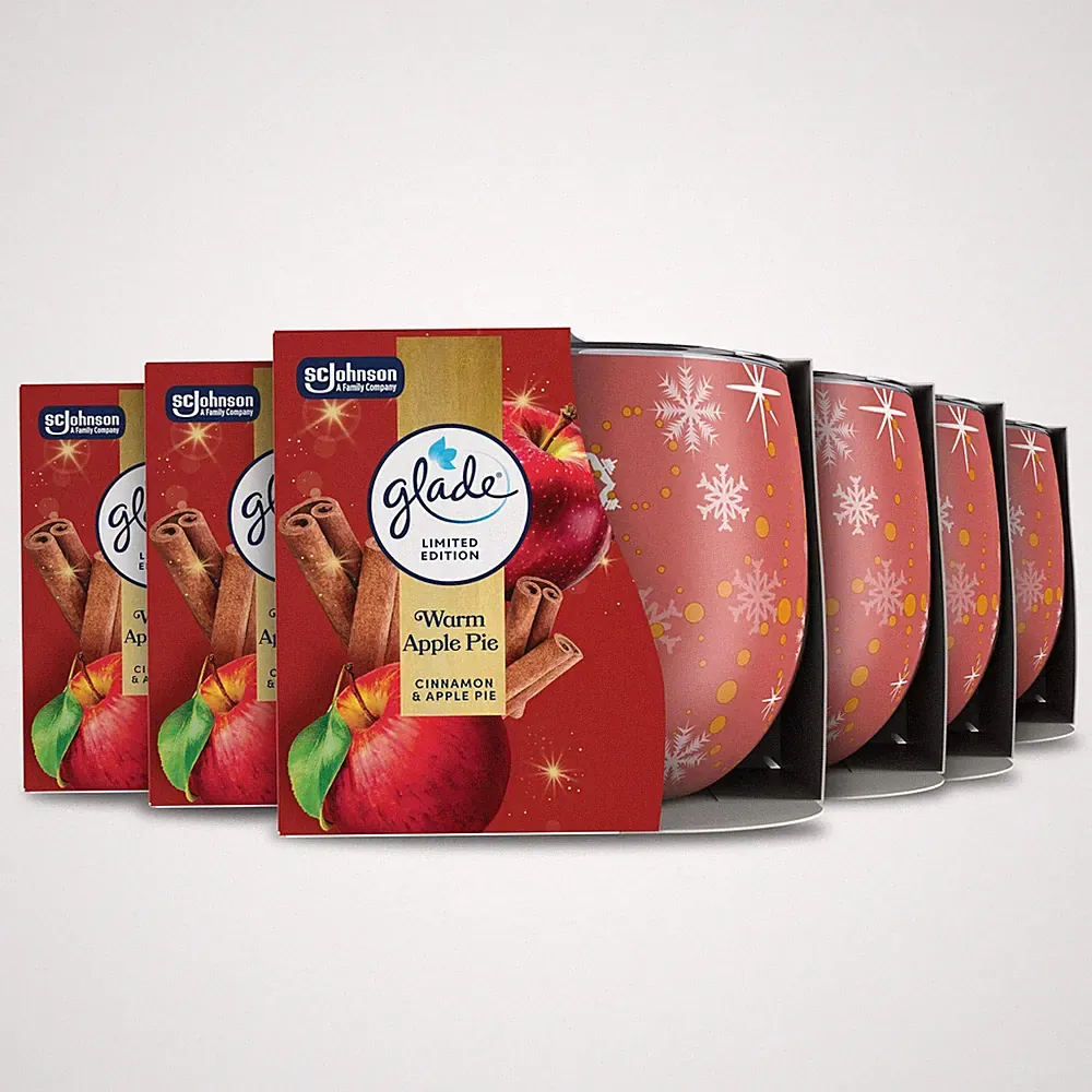 Glade Warm Apple Pie Duftkerze Limited Edition Weihnachten 6er Pack