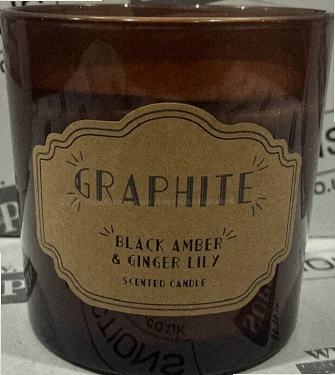 Graphite Black Amber & Ginger Lilly große Sojawachskerze starker Duft 575g 3Docht
