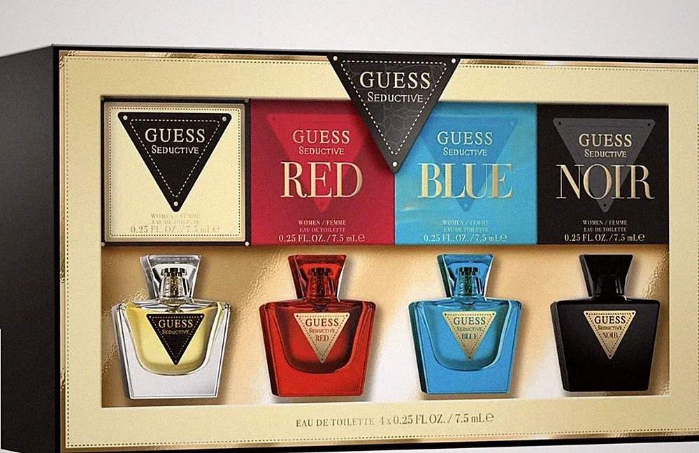 GUESS Set Donna, 4 Mini EDT Seductive, Red, Blue, Noir, 7,5 ml