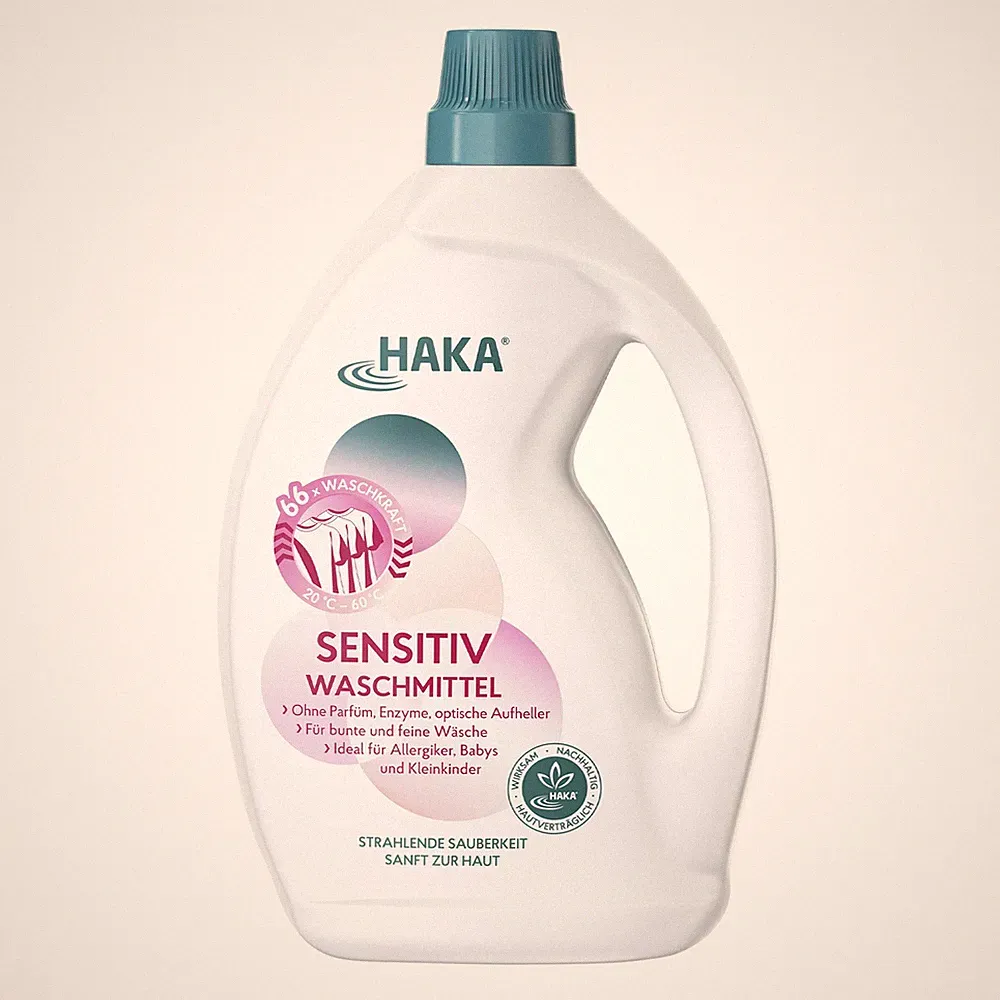 HAKA Sensitiv Waschmittel 2l Flüssigwaschmittel Waschmittel für Babys Allergiker