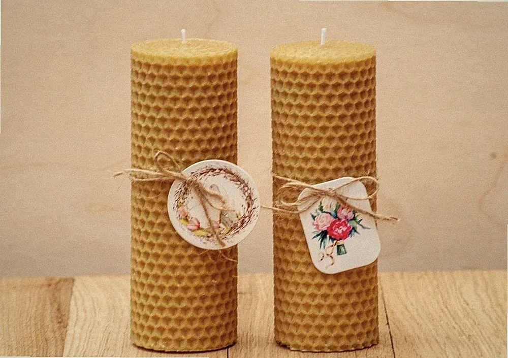 Handgefertigte Bienenwachskerzen Geschenkset - natürlicher Honigduft umweltfreundlich
