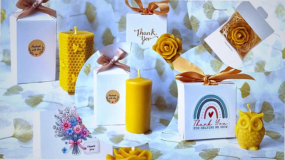 Handgefertigte reine Bienenwachskerzen in Geschenkbox Hochzeit Party Geburtstag Weihnachten Lehrer