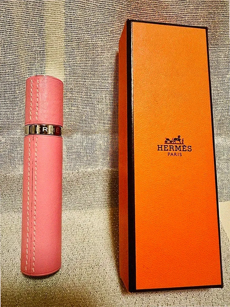 Hermes Parfüm Zerstäuber Nachfüllbar Duft Spray Etui Rosa Leder 10ml mit Box