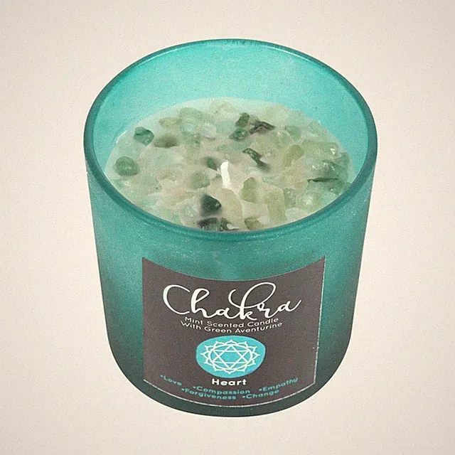 Herz Chakra Mint Kristall Chip Kerze 25 Stunden Brenndauer Duft Raumduft Geschenk