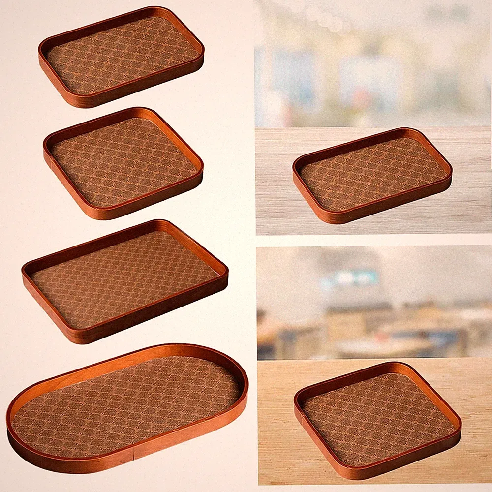 Holz PU Leder Parfüm Schmuck Tablett Nachttisch Organizer für Handel