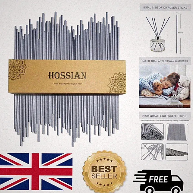 Hossian 50 Stück Grey Reed Diffusor Sticks - Langanhaltender Duft für Zuhause & Büro