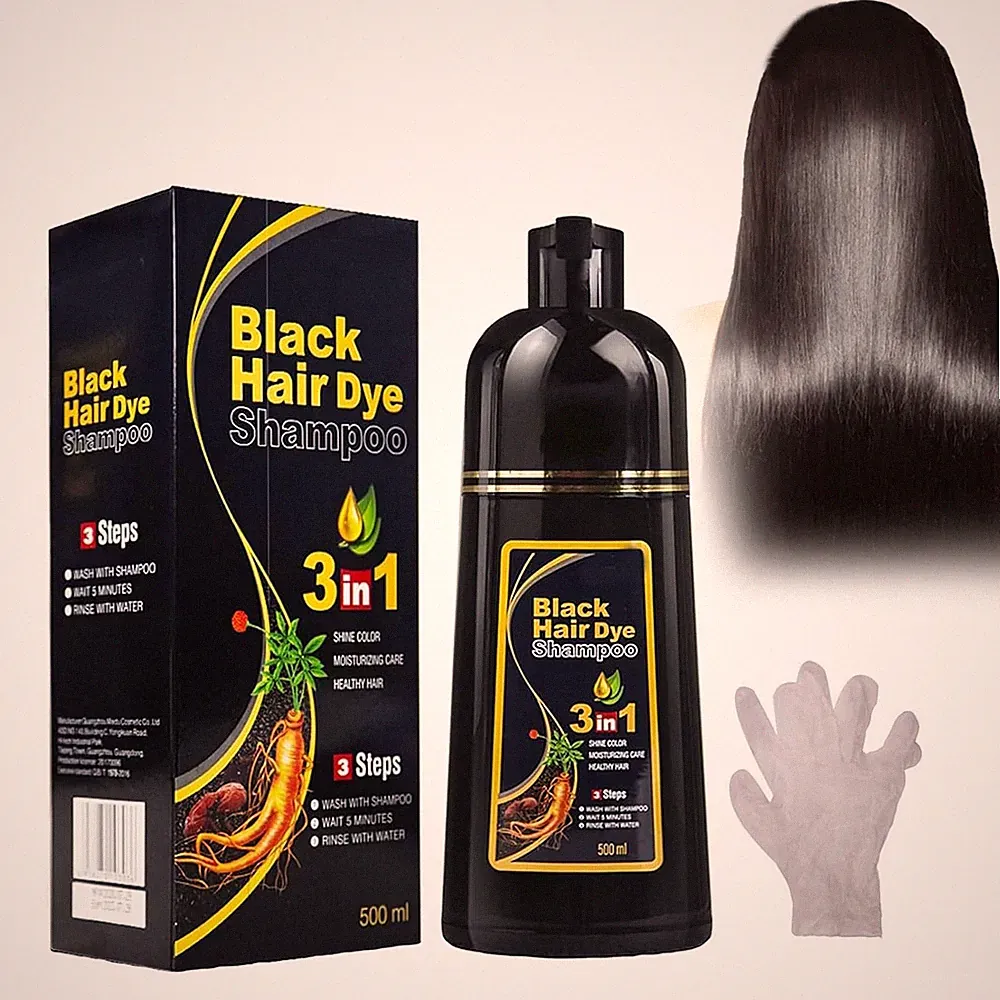 Instant Hair Shampoo 3 in 1 Schwarzes Haarfärbemittel, Lang anhaltende schwar...
