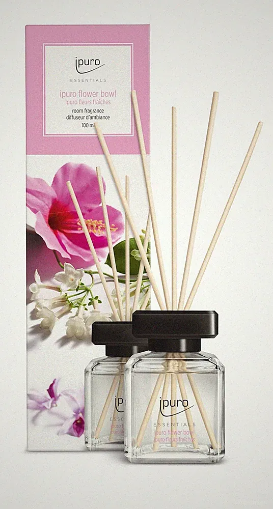 ipuro Essentials Raumduft Flower Bowl 100ml Blumenduft Diffuser mit Stäbchen