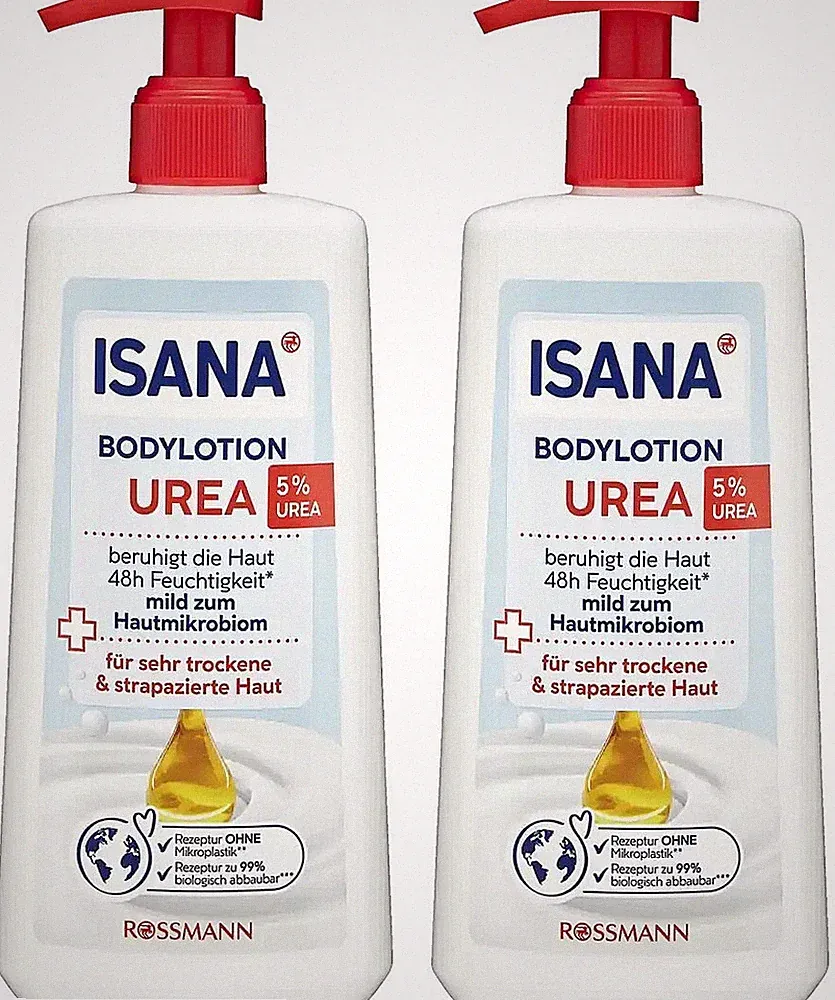Isana BODYLOTION UREA für sehr trockene und strapazierte Haut beruhigt 2x 300ml