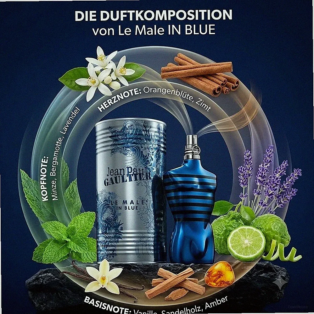 Jean Paul Gaultier Le Male In Blue Eau de Parfum Spray 100 ml mit Dose