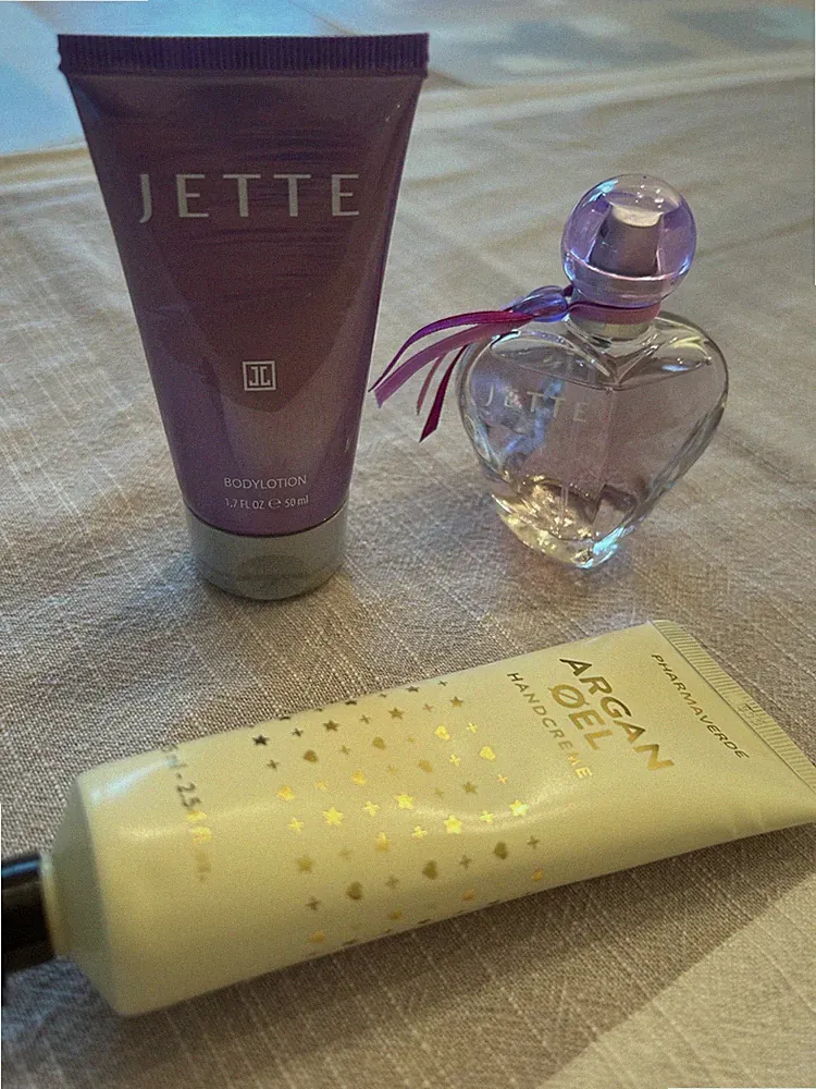 JETTE LOVE Eau de Parfum 30ml, Bodylotion 50ml & Pharmaverde Handcreme Argan Oel