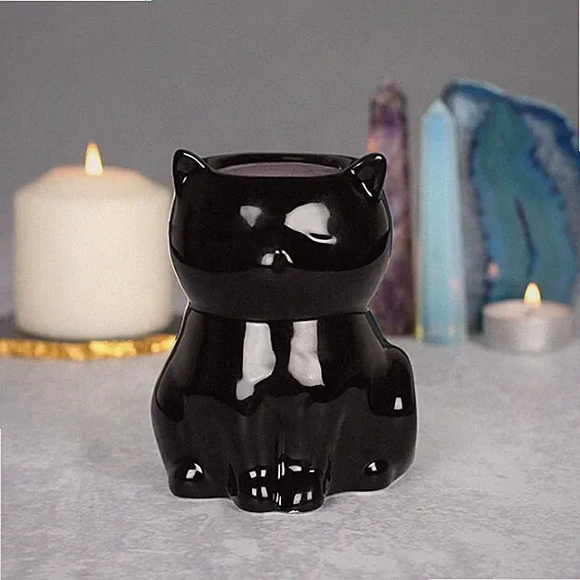 Katze Ölbrenner Wachswärmer Gothic Black Magic Designs Duftöl Wax Melts