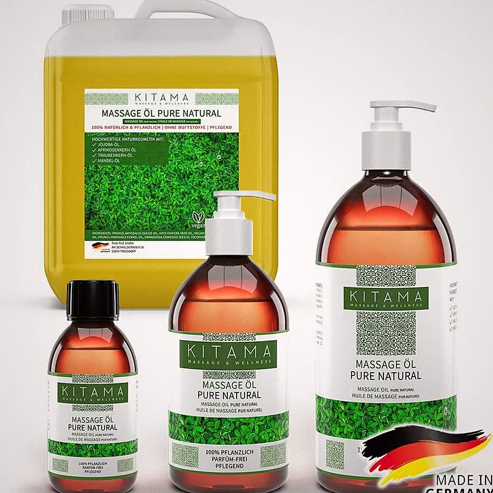 Kitama Massageöl Pure Natural - 100% natürlich parfümfrei pflegend für Massage