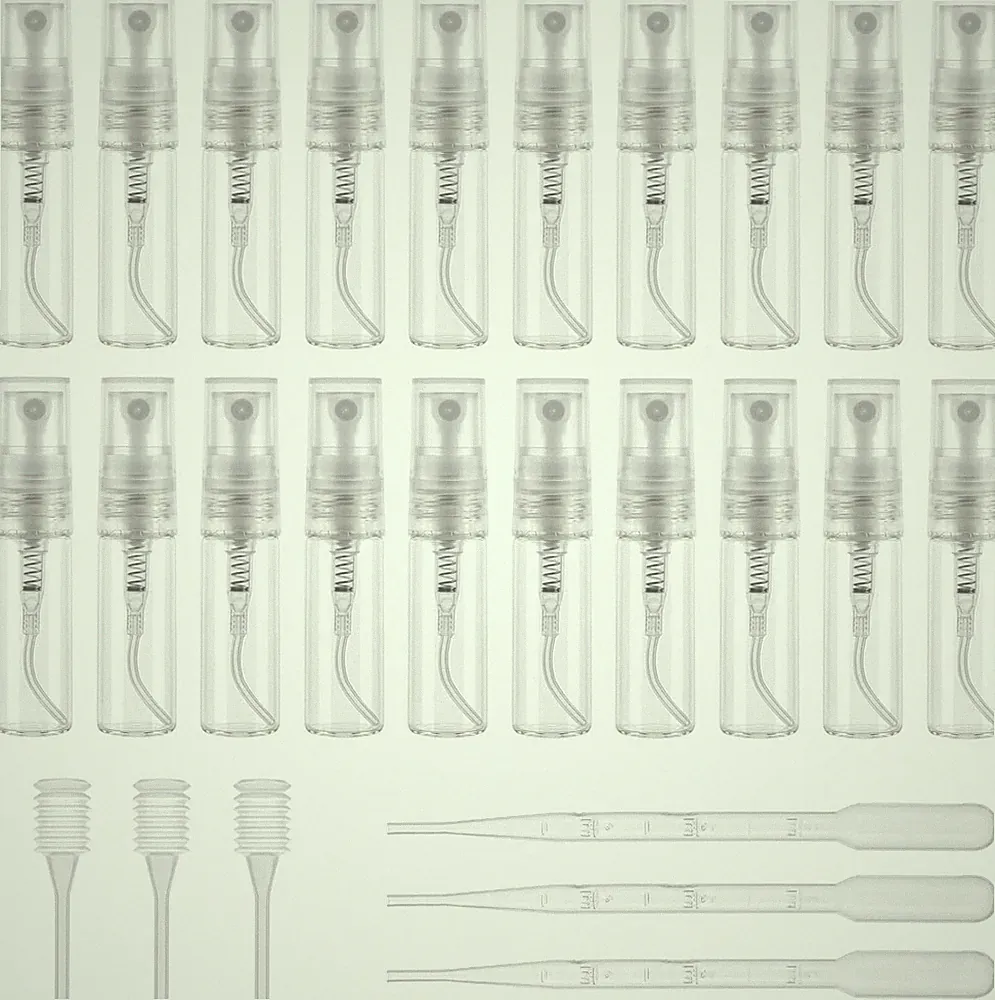 Klein Glas Sprühflasche Set 20 Stück mit Tropfern Strohhalmen für Parfüm Wasser