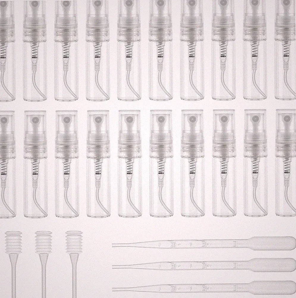 Klein Glas Sprühflasche Set 20 Stück mit Tropfern Strohhalmen für Parfüm Wasser