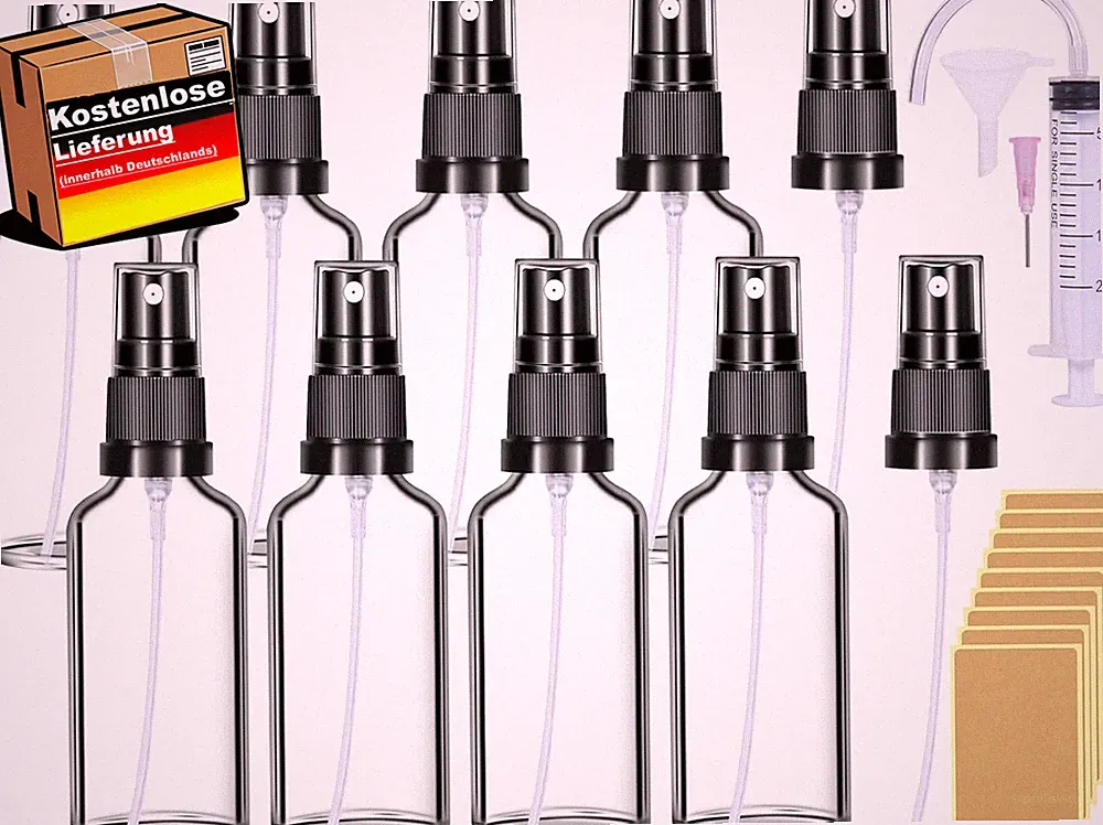 Kleine Glas-Sprühflasche 50ml für Parfüm Kosmetik Reisebehälter Set 8 Stück