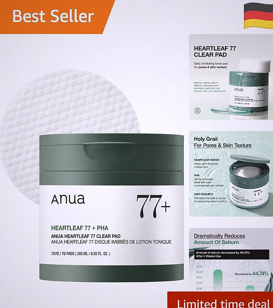 Koreanische Skin Care mit Heartleaf 77 Toner Pads - 70 Stück für strahlende Haut