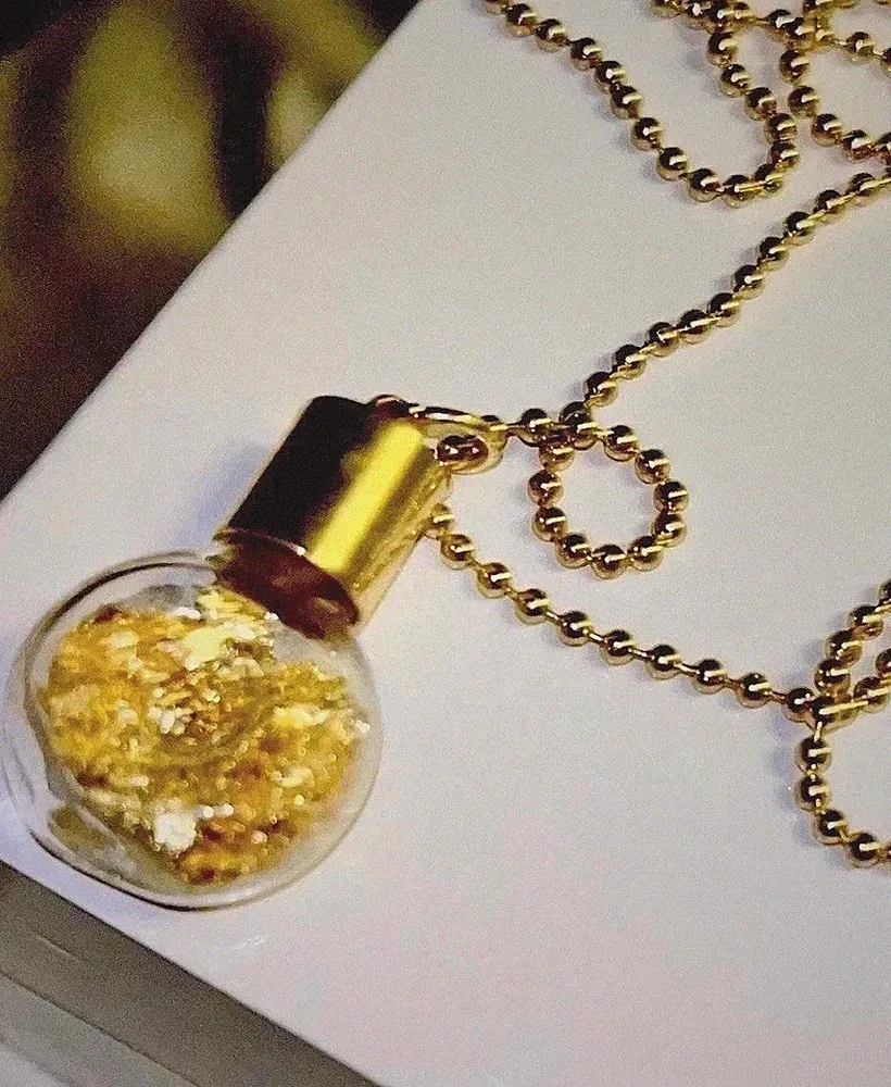 KUGELKETTE & "PARFUM FLASCHE" ANHÄNGER GELBVERGOLDET FEMININ & EXTRAVAGANT 54+5