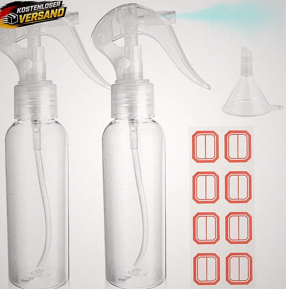 Kunststoff Sprühflasche 2er-Set für Reisen ätherische Öle Wasser Nebel 100ml