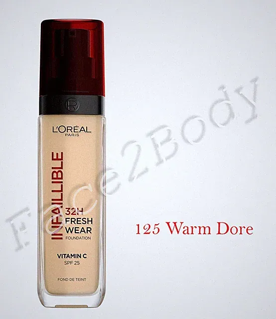 L'Oréal Paris Foundation, dauerhaft getragen, mit Vitamin C und LSF 25 -125 Warm Dore