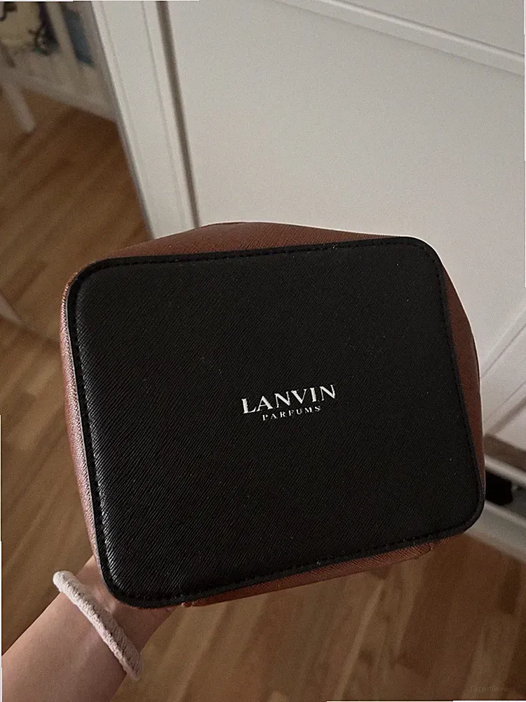 lanvin parfum travel organizer bag, cosmetics bag, unisex brown & black leather