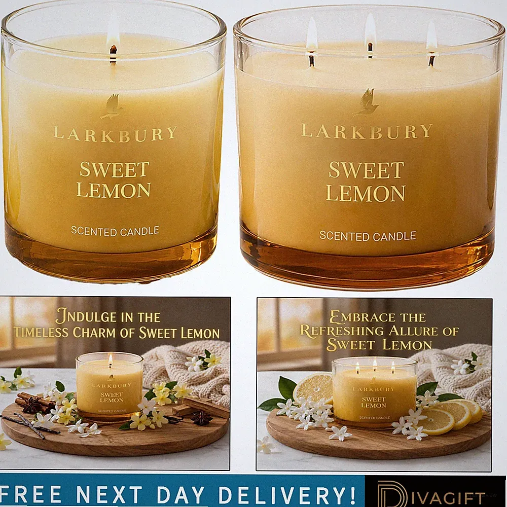 LARKBURY SWEET LEMON DUFTKERZE IM GLAS 260G 350G STARKER DUFT NEU