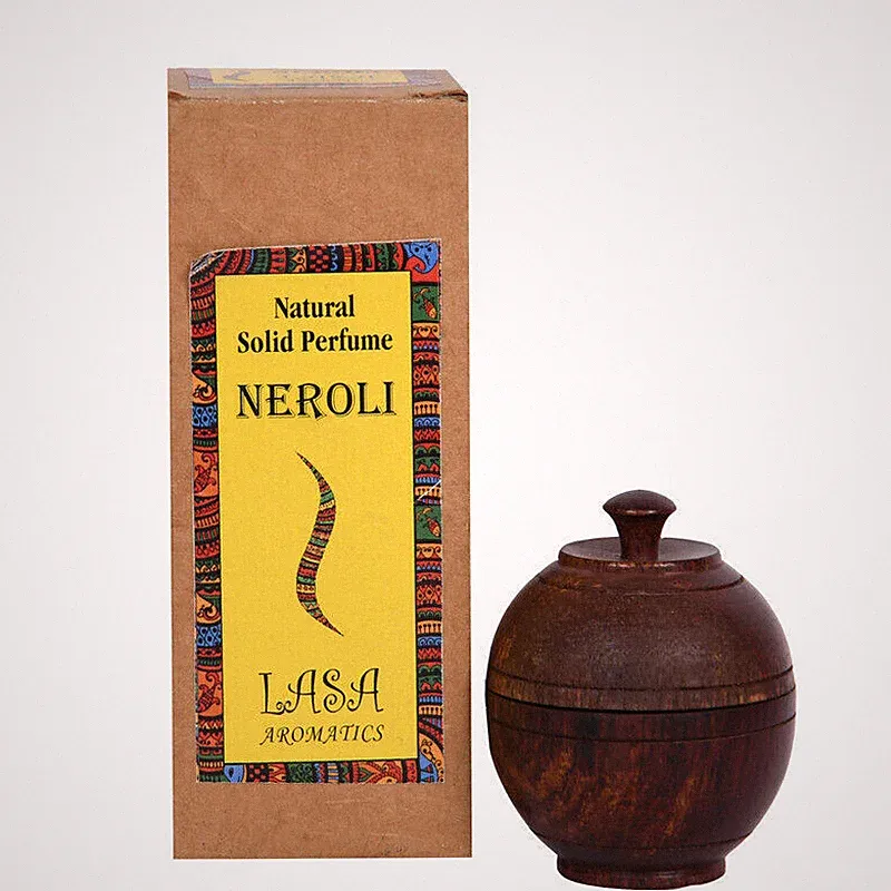 Lasa Neroli natürliches festes Parfüm und langanhaltender Duft 6 g Holzglas