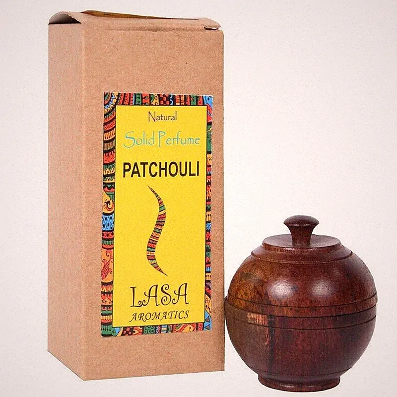 Lasa Patchouli natürliches festes Parfüm und langanhaltender Duft im Holzglas