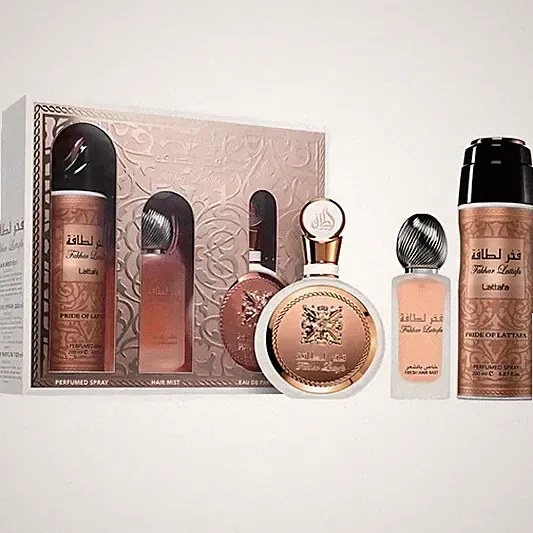 Lattafa Fakhar für Damen Geschenkset Eau de Parfum 3 teilig