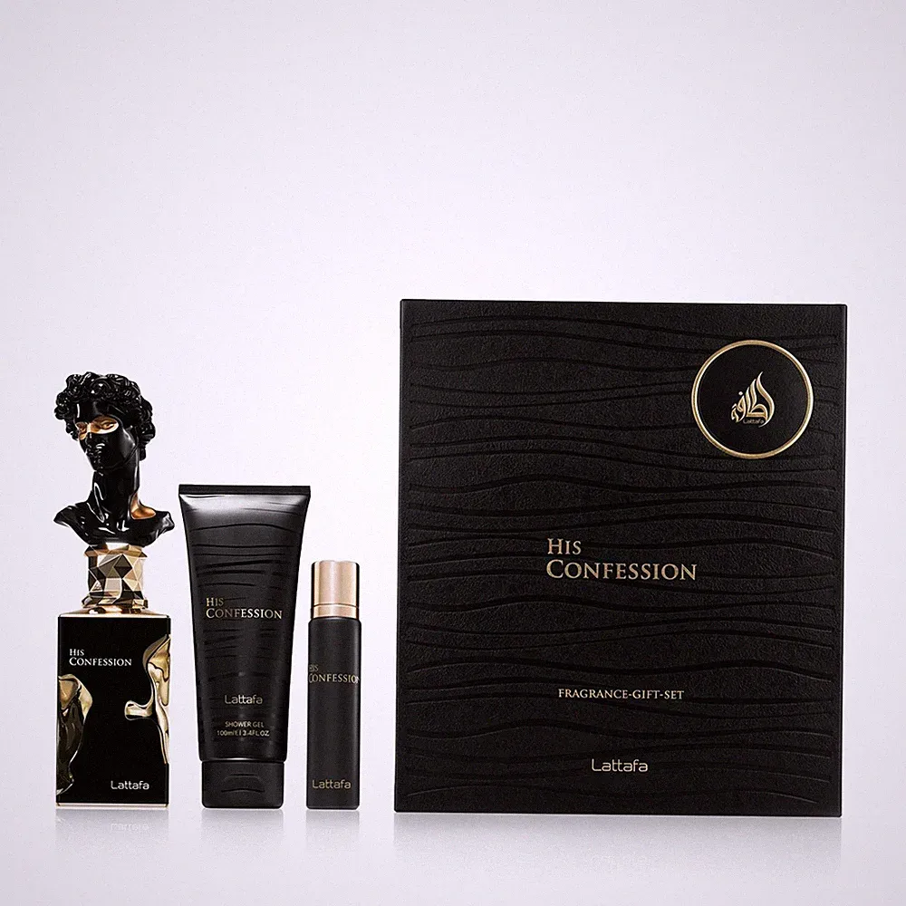Lattafa His Confession EDP 100 ml + EDP MINI 12 ml + SG 100 ml (man)