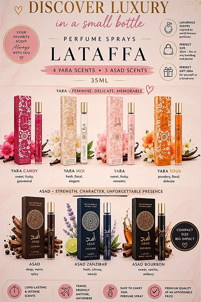 LATTAFA perfumes 35ml 24 pcs.| 4 women's , 3 men's fragrances Perfect for resale
