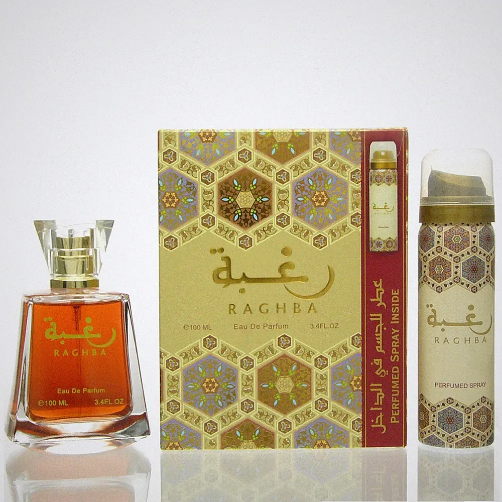 Lattafa Raghba Set - Eau de Parfum 100 ml + DS 50 ml Geschenk Damen NEU OVP