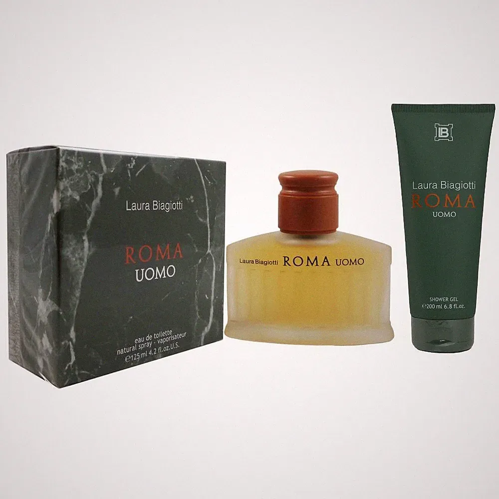 Laura Biagiotti Roma Uomo 125 ml Eau de Toilette EDT & 200 ml Duschgel Set
