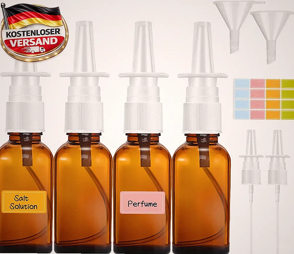 Leere 30ml Glas Nasenspray Flasche Set mit Düse Trichter Etiketten für Parfüm Ät