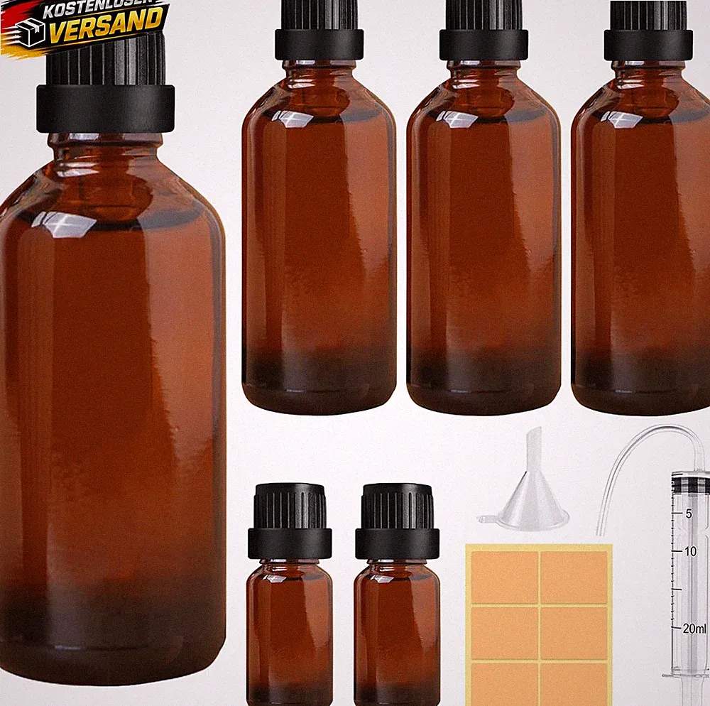 Leere Braunglasflaschen Set für ätherische Öle Parfüm Körperöl 100ml