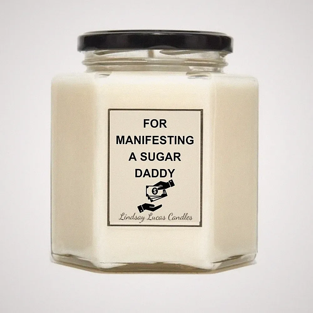 Lustige Duftkerze zum Manifestieren eines Sugar Daddy