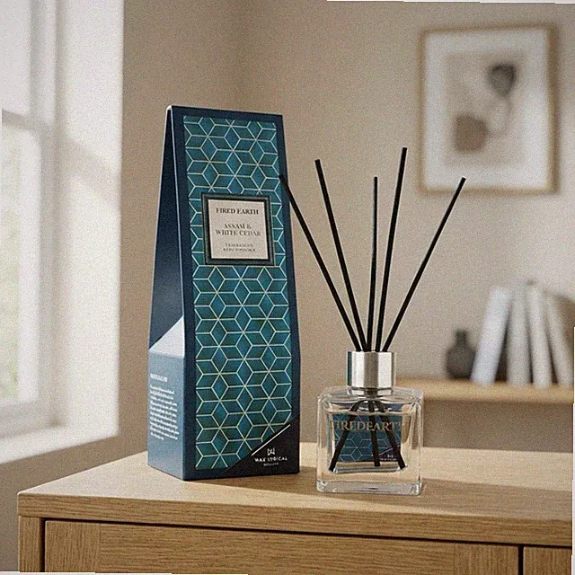 Luxus Reed Diffuser, 100ml - Zedern- & Blumenduft im eleganten Fired Earth Design