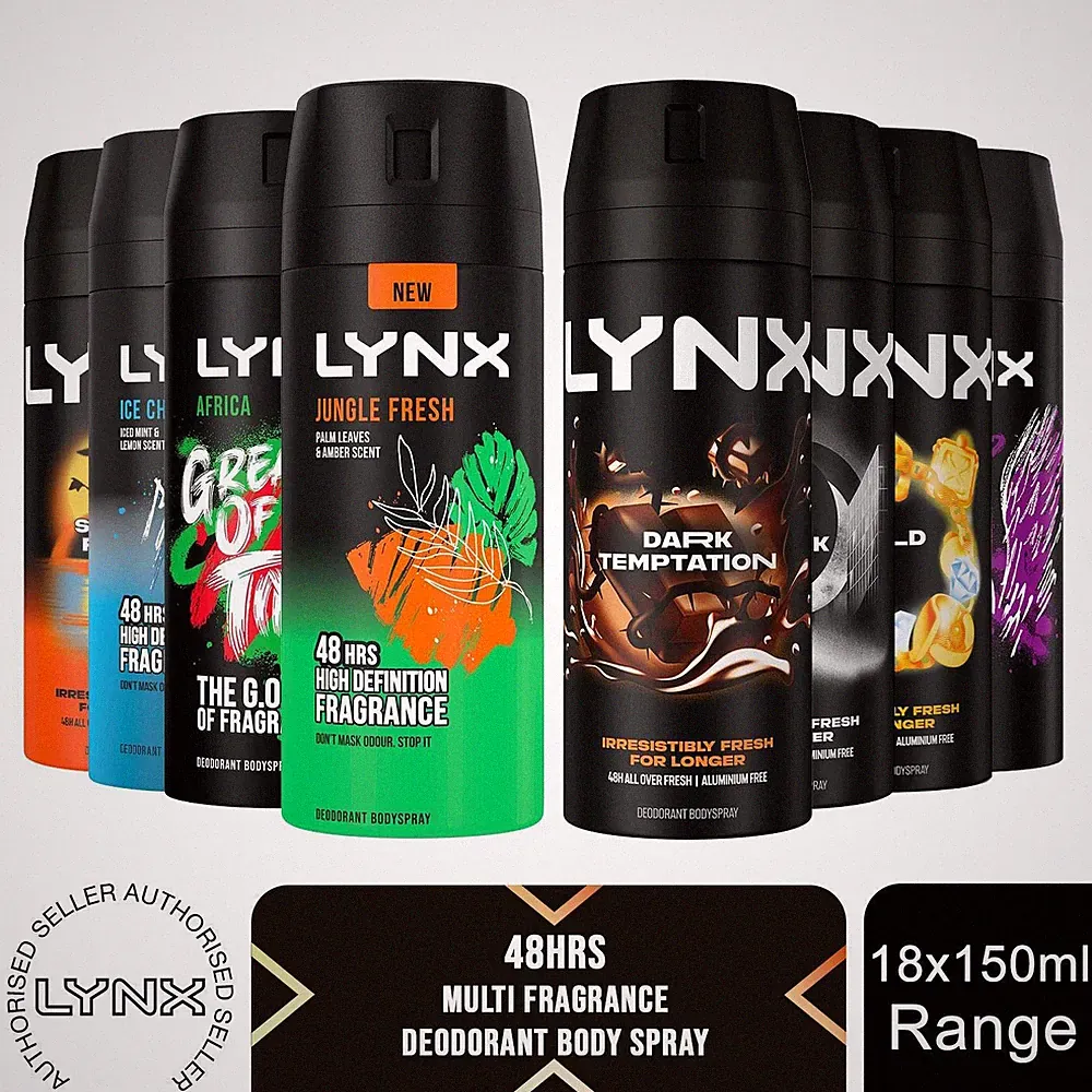 Lynx Body Spray 48 Stunden High Definition Duft Deodorant für Männer, 18x150ml