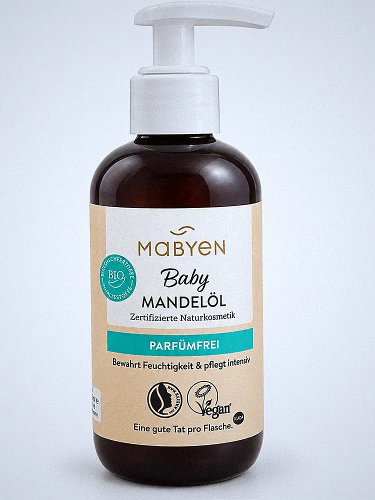 MABYEN Baby Mandelöl 200 ml Parfümfrei Vegan Naturkosmetik Babyöl