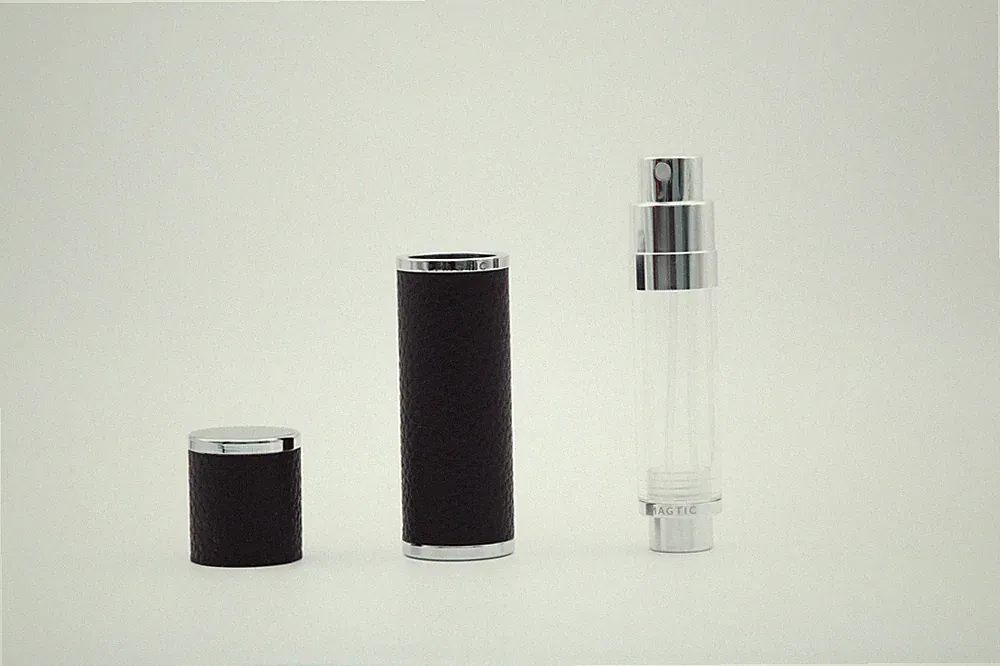 MAGTIC Orève 5ml Parfumzerstäuber Nachfüllbar Magnetverschluss Leder Schwarz