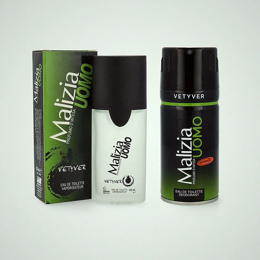 Malizia Uomo VETYVER 1x Parfüm Eau de Toilette50ml+ 1x deodorant geschenkset