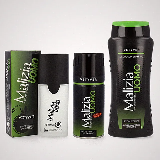 MALIZIA UOMO VETYVER Set deo 150ml + Duschgel 250 ml + EdT Parfum 50 ml