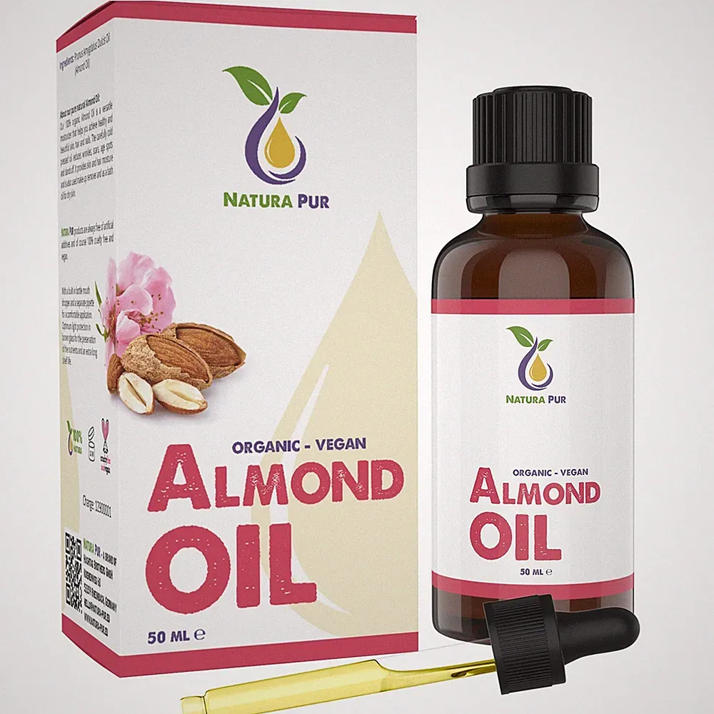 Mandelöl BIO 50ml - 100% kaltgepresst, Süßes Mandel Öl vegan