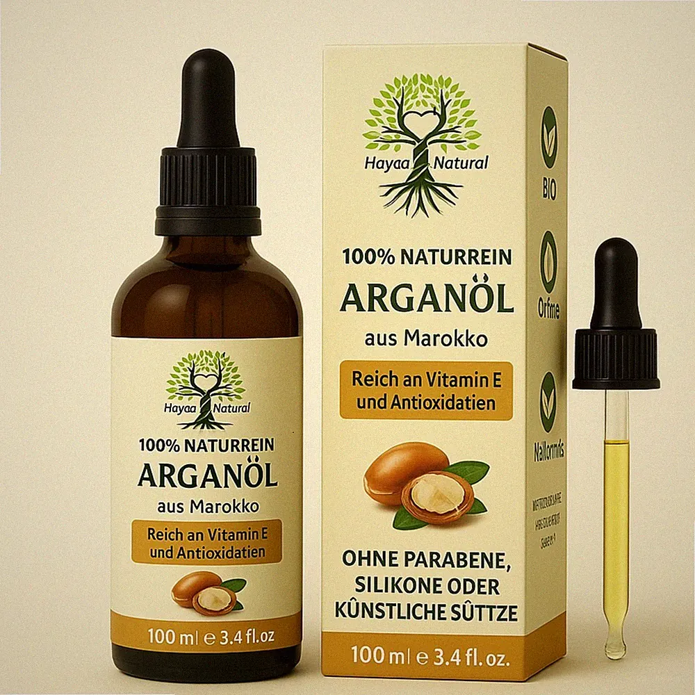 Marokkanisches Arganöl 100ml für Haare, Bart, Haut und Nägel 100% Bio - Vegan